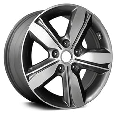 16" x 6.5" Alloy Remanufactured Wheel with 5 x 114.3 Bolt Pattern for Kia Forte 2018 - Machined and Medium Charcoal