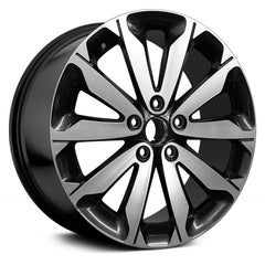 18" x 7" Alloy Remanufactured Wheel with 5 x 114.3 Bolt Pattern for Kia Sportage 2017 - Black with Machined Face
