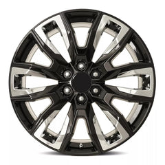 24x10 Aluminum Wheel with 6x5.5 Bolt Pattern - Gloss Black with Chrome Inserts