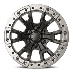 17x9 Aluminum Wheel with 6x5.5 Bolt Pattern - Satin Black/Gray Ring