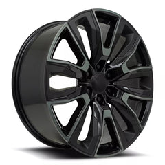 24x10 Aluminum Wheel with 6x5.5 Bolt Pattern - Gloss Black Machine Face w/Dark Tint and Satin Black Inserts