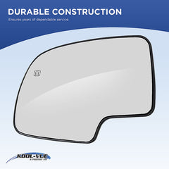 5-SERIES 04-10 MIRROR GLASS LH, Heated, w/ Backing Plate, Blue Glass, No Auto-dimming