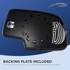 5-SERIES 04-10 MIRROR GLASS LH, Heated, w/ Backing Plate, Blue Glass, No Auto-dimming