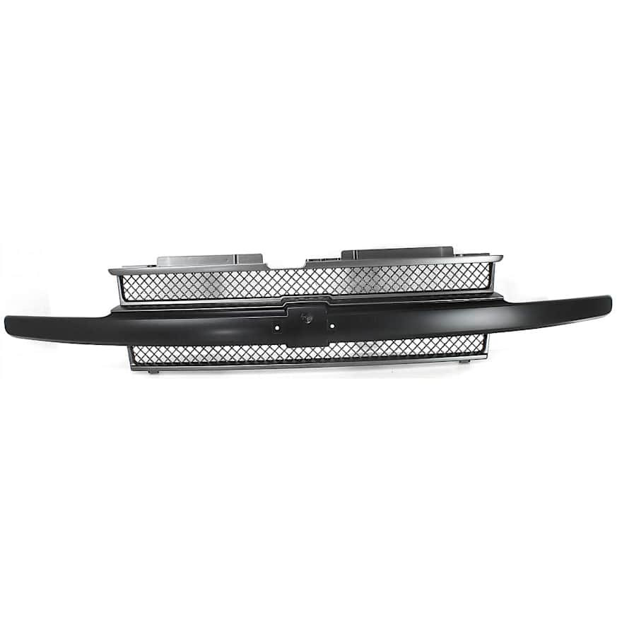 TRAILBLAZER 02-05 GRILLE, Painted Black Shell and Insert, w/ Black Center Bar, w/o Headlamp Washer Holes