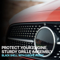 TRAILBLAZER 02-05 GRILLE, Painted Black Shell and Insert, w/ Black Center Bar, w/o Headlamp Washer Holes