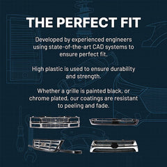 TRAILBLAZER 02-05 GRILLE, Painted Black Shell and Insert, w/ Black Center Bar, w/o Headlamp Washer Holes