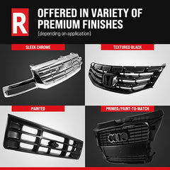 TRAILBLAZER 02-05 GRILLE, Painted Black Shell and Insert, w/ Black Center Bar, w/o Headlamp Washer Holes