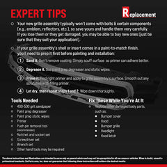 TRAILBLAZER 02-05 GRILLE, Painted Black Shell and Insert, w/ Black Center Bar, w/o Headlamp Washer Holes