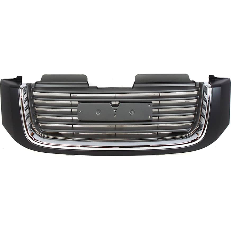 ENVOY 02-09 GRILLE, Painted Black Shell/Painted Gray Insert, Horizontal Bar Insert, w/ Chrome Insert Opening, w/o Washer Hole