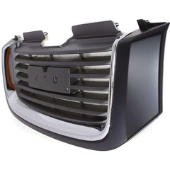ENVOY 02-09 GRILLE, Painted Black Shell/Painted Gray Insert, Horizontal Bar Insert, w/ Chrome Insert Opening, w/o Washer Hole