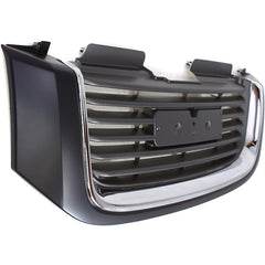 ENVOY 02-09 GRILLE, Painted Black Shell/Painted Gray Insert, Horizontal Bar Insert, w/ Chrome Insert Opening, w/o Washer Hole