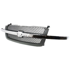 CHEVROLET C/K FULL SIZE PICKUP 03-07 GRILLE, Textured Gray, Mesh Insert, w/ chrome center bar and emblem provision