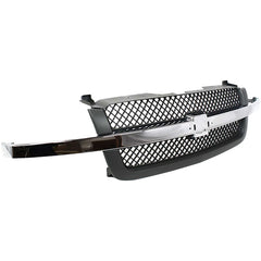 CHEVROLET C/K FULL SIZE PICKUP 03-07 GRILLE, Textured Gray, Mesh Insert, w/ chrome center bar and emblem provision