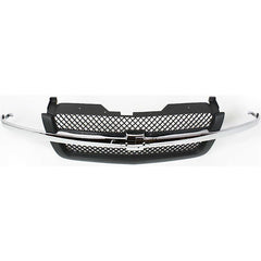 CHEVROLET C/K FULL SIZE PICKUP 03-07 GRILLE, Textured Gray, Mesh Insert, w/ chrome center bar and emblem provision