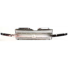 TRAILBLAZER 02-05 GRILLE, Chrome Shell and Insert, w/ Chrome Center Bar, w/o Headlamp Washer Holes