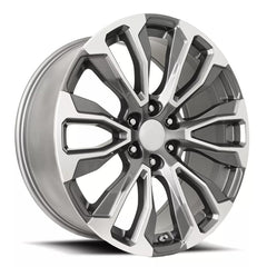 22x9 Aluminum Wheel with 6x5.5 Bolt Pattern - Grey Machine Face