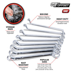 Wilmar Hand Tools 8 pc. Offset SAE Box Wrench Set