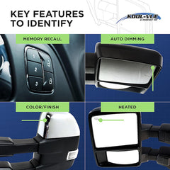 KOOL VUE MIRRORSSILVERADO/SIERRA 1500 14-18 TOWING MIRROR LH, Manual Adjust, Manual Folding, Non-Heated, Textured, Trailer Type, Includes 19 Silverado 1500 LD/Sierra 1500 Limited