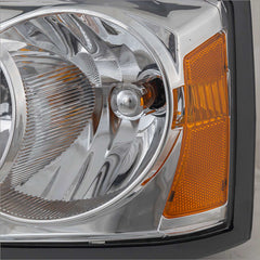 DAKOTA 05-07 HEAD LAMP LH, Assembly, Halogen, Chrome Interior, w/ Corner Light Bulb Shield