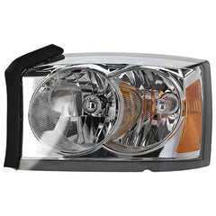 DAKOTA 05-07 HEAD LAMP LH, Assembly, Halogen, Chrome Interior, w/ Corner Light Bulb Shield