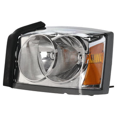 DAKOTA 05-07 HEAD LAMP LH, Assembly, Halogen, Chrome Interior, w/ Corner Light Bulb Shield