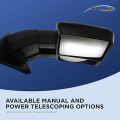 KOOL VUE MIRRORSRAM 1500 P/U 19-24 TOWING MIRROR RH, Power, Manual Folding, Heated, Textured, w/ Puddle Light, No Auto-dimming, BSD, Memory and Side Sensor