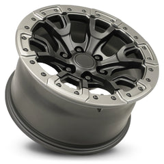 17x9 Aluminum Wheel with 6x5.5 Bolt Pattern - Satin Black/Gray Ring