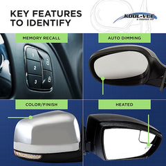 KOOL VUE MIRRORSFOCUS 08-11 MIRROR RH, Power, Non-Folding, Heated, Paintable/Textured, 2 Caps, SE/SES Models