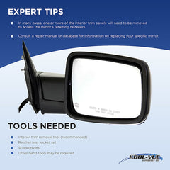 KOOL VUE MIRRORSFOCUS 08-11 MIRROR RH, Power, Non-Folding, Heated, Paintable/Textured, 2 Caps, SE/SES Models