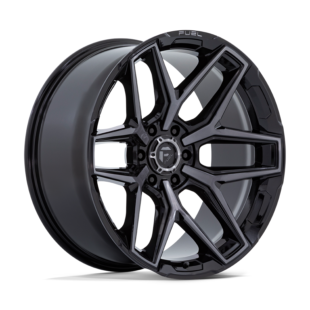 18X9 GLOSS BLACK BRUSHED FACE WITH GRAY TINT 20MM Fuel 1PC Wheel