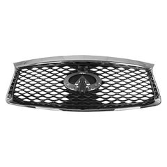 FRONT GRILLE -  FOR USE WITH CAMERA -  PAINTED DARK GRAY WITH CHROME - IN1200136C for Infiniti QX60 2016-2019