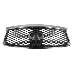 FRONT GRILLE -  FOR USE WITH CAMERA -  PAINTED DARK GRAY WITH CHROME - IN1200136 for Infiniti QX60 2016-2019