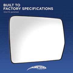 KOOL VUE MIRRORSCHEROKEE 14-23 MIRROR GLASS RH, Heated, w/ Blind Spot Detection in Glass and Backing Plate, No Signal Light