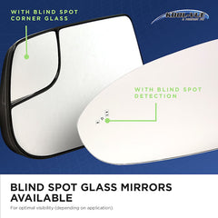 KOOL VUE MIRRORSCHEROKEE 14-23 MIRROR GLASS RH, Heated, w/ Blind Spot Detection in Glass and Backing Plate, No Signal Light