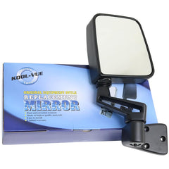 KOOL VUE MIRRORSWRANGLER 87-02 MIRROR RH, Manual Adjust, Manual Folding, Non-Heated, Paintable, Metal Housing, w/ Hollow Arm