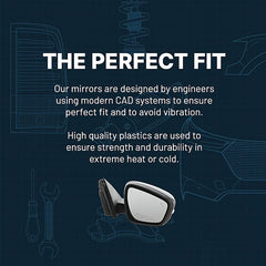 KOOL VUE MIRRORSLIBERTY 08-09 MIRROR RH, Power, Manual Folding, Non-Heated, Textured, No Memory and Prong Connector (w/8-Hole, 3-Pin Plug)