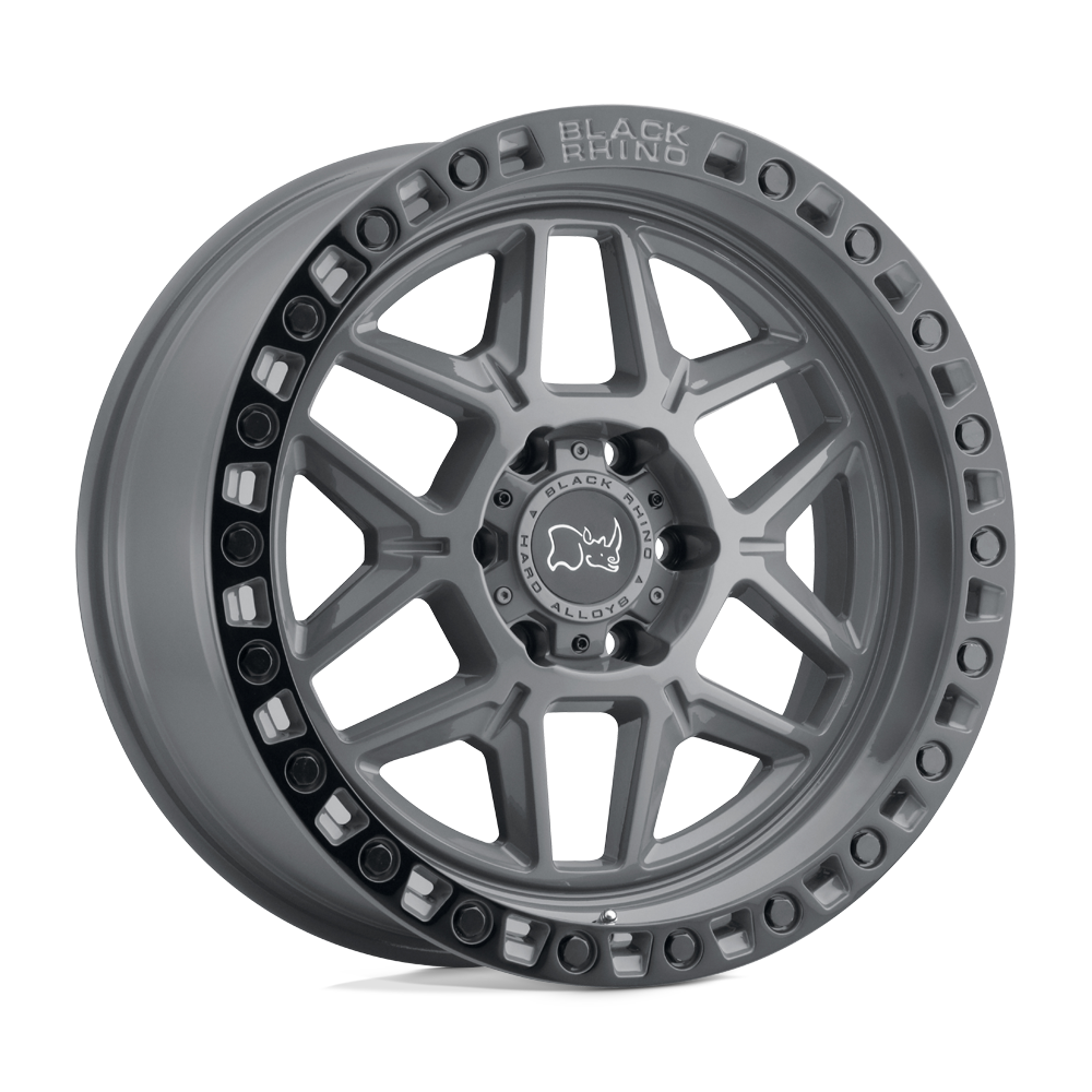 20X9 BATTLESHIP GRAY W/ BLACK RING 18MM Black Rhino Wheel