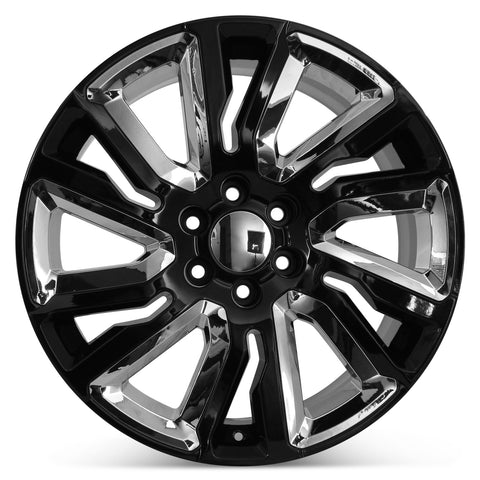 22x9 Chevrolet Silverado 1500, GMC Sierra 1500 Black With Chrome Replica Wheel 84253949, 23377419