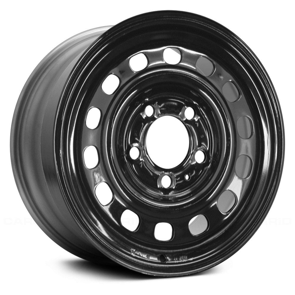 STEEL WHEEL -  14 x 5.5 -  UK OFFSET -  14 SLOT -  5 STUD/LUG -  115MM BP -  BLACK