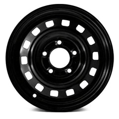 STEEL WHEEL -  14 x 5.5 -  UK OFFSET -  14 SLOT -  5 STUD/LUG -  115MM BP -  BLACK