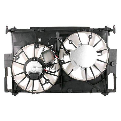 RADIATOR AND CONDENSER FAN ASSEMBLY WITH TWO FANS SIDE BY SIDE