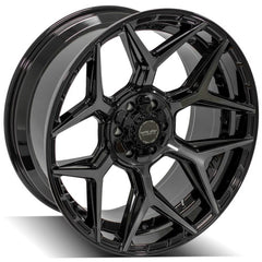 22x10 6x135mm & 6x5.5" Gloss Black with Brushed Face & Tinted Clear for Ford Expedition 2003-2023-7