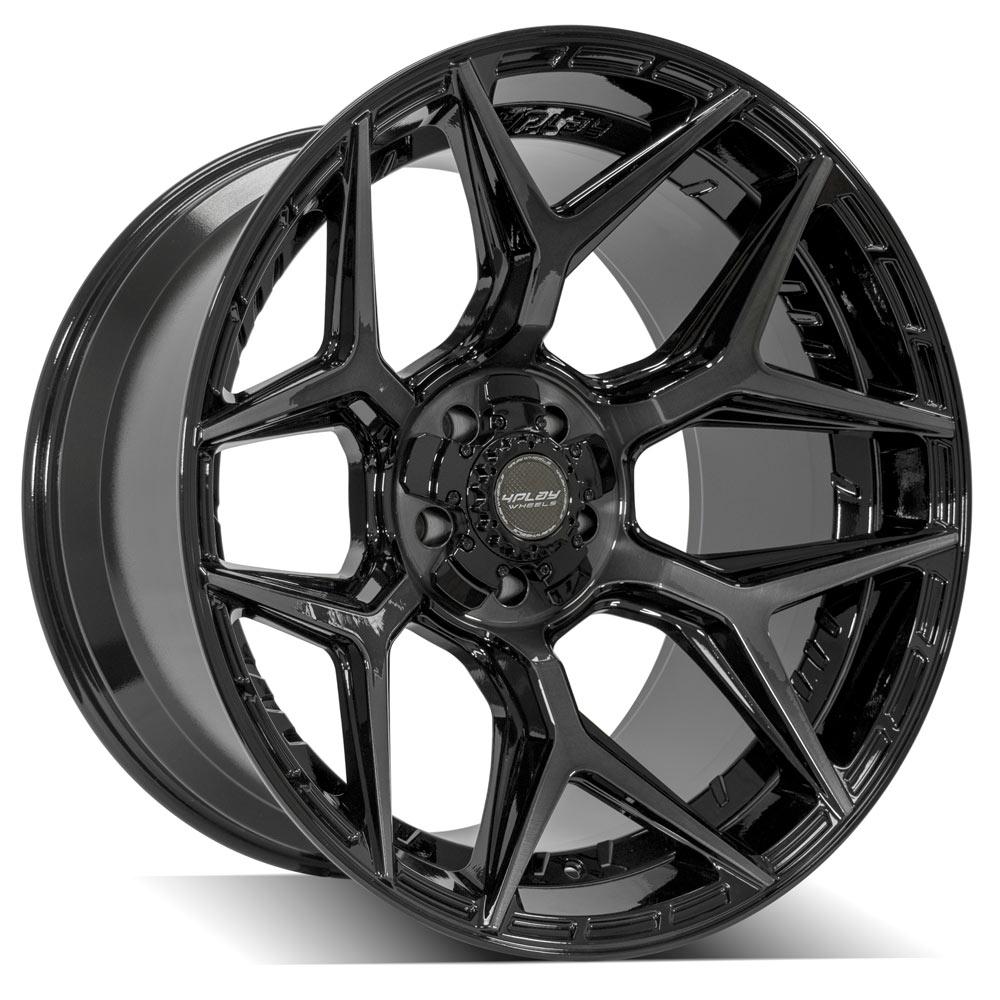 22x12 5x5" & 5x5.5" Gloss Black with Brushed Face & Tinted Clear for Dodge Ram 1500 1994-2010-25
