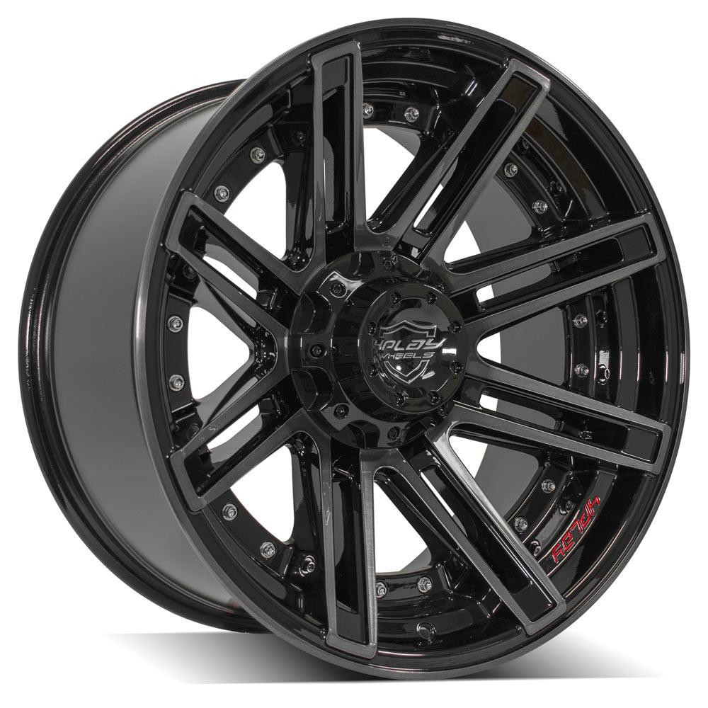 20x10 6x135mm & 6x5.5" Gloss Black with Brushed Face & Tinted Clear for Ford Expedition 2003-2023-30