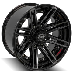 20x10 8x170mm Gloss Black with Brushed Face & Tinted Clear for Ford Excursion 2000-2005-37