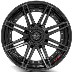 22x10 5x5" & 5x5.5" Gloss Black with Brushed Face & Tinted Clear for Dodge Ram 1500 1994-2010-11