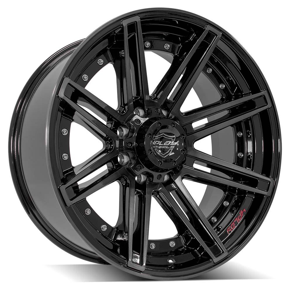 22x10 8x6.5" Gloss Black with Brushed Face & Tinted Clear for Chevrolet Avalanche 2500 2002-2007-55