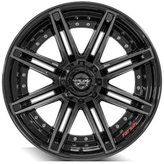 22x12 6x135mm & 6x5.5" Gloss Black with Brushed Face & Tinted Clear for Ford Expedition 2003-2023-66
