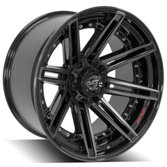 22x12 6x135mm & 6x5.5" Gloss Black with Brushed Face & Tinted Clear for Ford Expedition 2003-2023-67