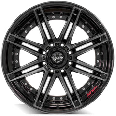22x12 8x180mm Gloss Black with Brushed Face & Tinted Clear for Chevrolet Silverado 2500 HD 2011-2023-76